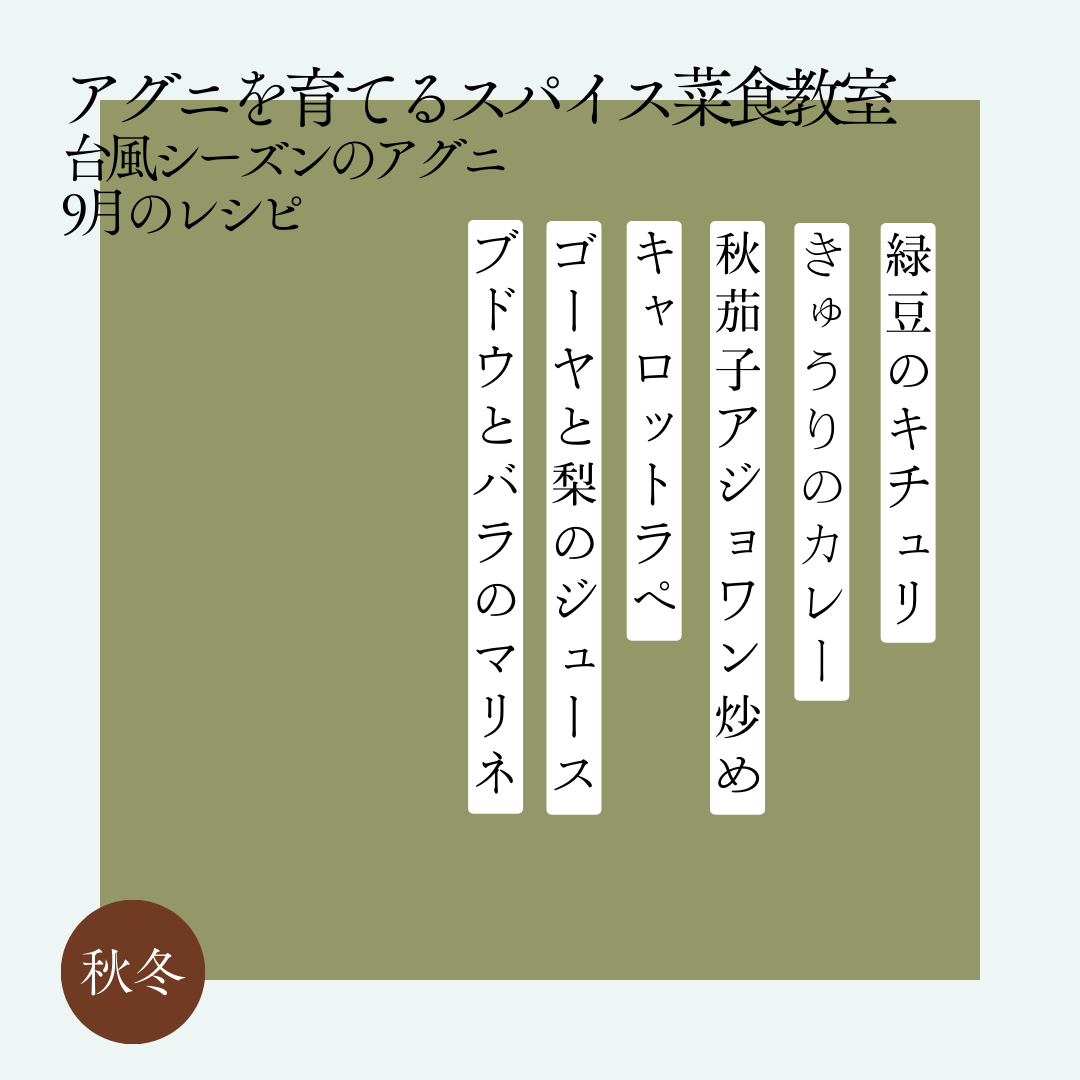 アグニを育てるスパイス菜食教室 9月
